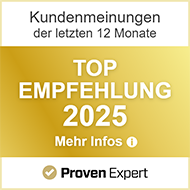 Auszeichnung für eine Top Empfehlung 2025 bei Proven Expert