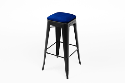 Unser Barhocker Bronx mit blauer Samtsitzauflage