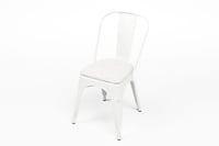 Weiße Teddystoffauflage auf unserem Bronx Stuhl