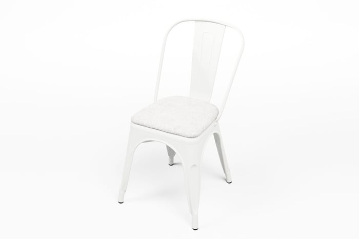 Weiße Teddystoffauflage auf unserem Bronx Stuhl