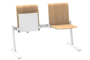 Unsere mobile Traversenbank in Oak mit weißem Gestell