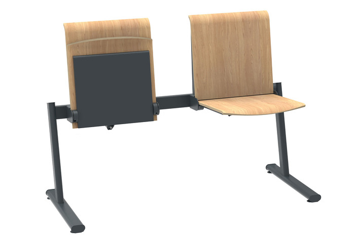 Die mobile Wartebank Heidelberg mit Holzsitzen in Oak und Gestell in Graphit