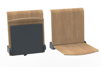 Die modernen Wandklappsitze Heidelberg mit Sitzfarbe Oak und Halterung in Graphit