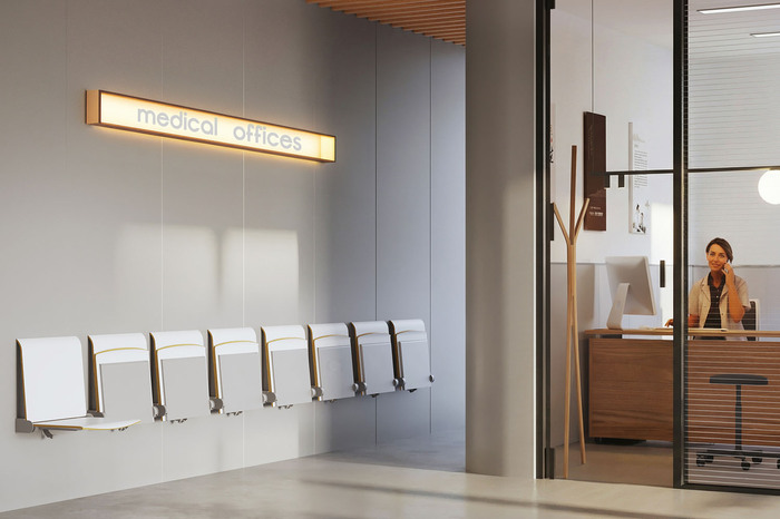 Die klappbaren Wandsitze Heidelberg eignen sich für Wartebereiche