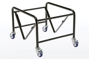 Der stabile Transportwagen besitzt vier hochwertige Rollen um die Stühle optimal und unkompliziert transportieren und lagern zu können