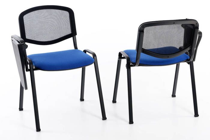 Hochwertige Iso-Stuhlserie mit Schreibtablar und Netzrücken