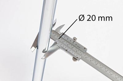 Optional kann auch ein Gestelldurchmesser von 20 mm gewählt werden