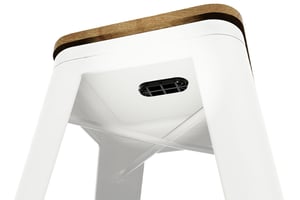 Der weiße Bronx Barhocker mit auflegbarer Sitzfläche aus Holz