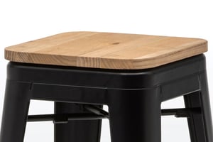 Durch die hochwertige Holzsitzplatte kann der Stil der Retro Barhocker Bronx noch weiter aufgewertet werden