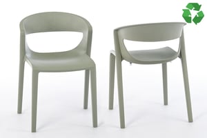 Der Kunststoffstuhl Capri wurde aus bereits recyceltem Material hergestellt und ist vollständig recycelbar