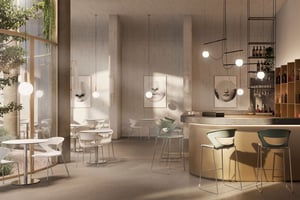 Die Pisa Kunststoffschalenstühle werden gerne in Cafes gestellt