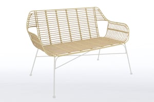 Die Bank in beige kann auch mit weißem Gestell bestellt werden