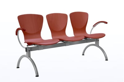 Verschiedene Holzfarben der Sitzschalen stehen bei unseren Wartebänken zur Auswahl