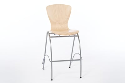 Hocker mit Holzsitzschale