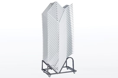 Auf unserem sehr praktischen Stuhl Transportwagen können bis zu 30 Melbourne Kunststoffschalenstühle gestapelt und transportiert werden