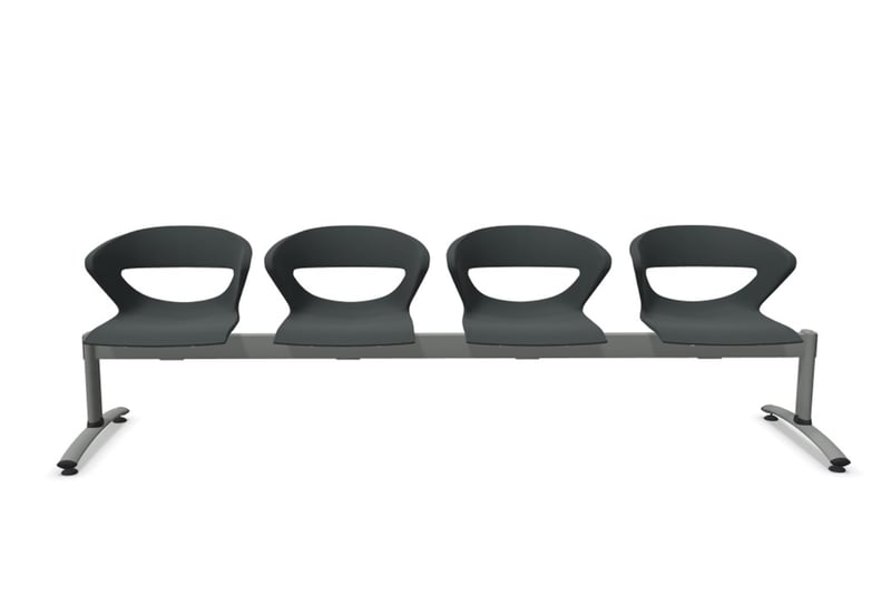 Unsere 4er Traversenbank Pisa mit aluminium lackiertem Gestell