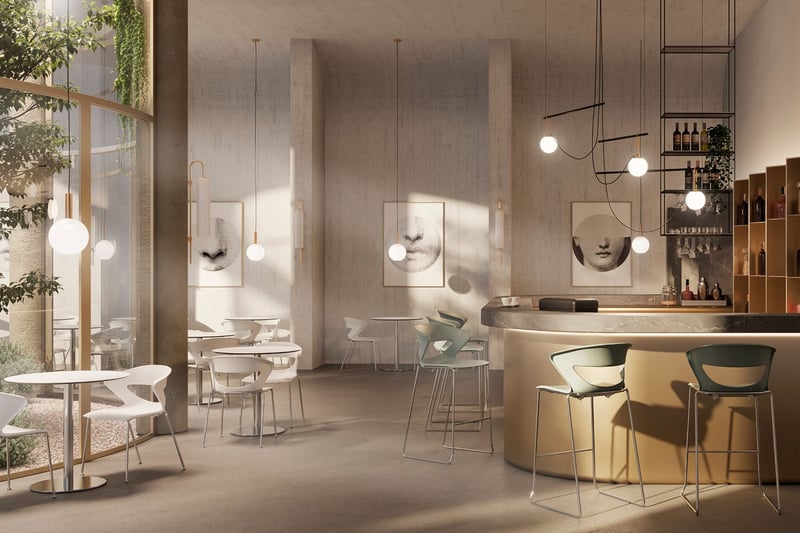 Die Pisa Kunststoffschalenstühle werden gerne in Cafes gestellt