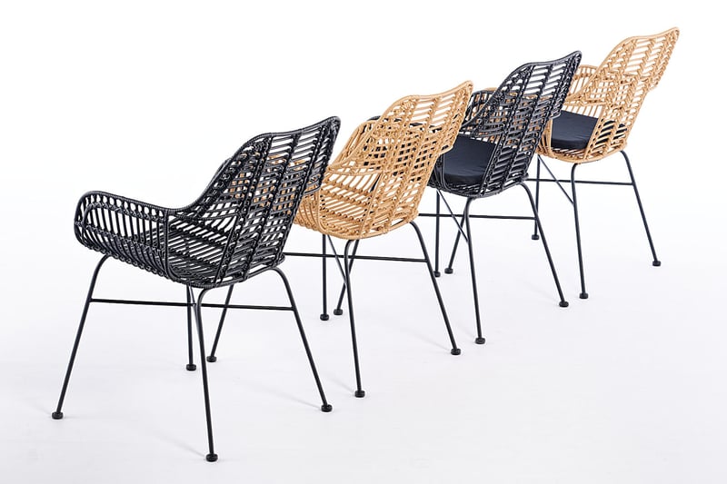 Die Sylt AL PE Rattan Armlehnenstühle sind sehr pflegeleicht und modern