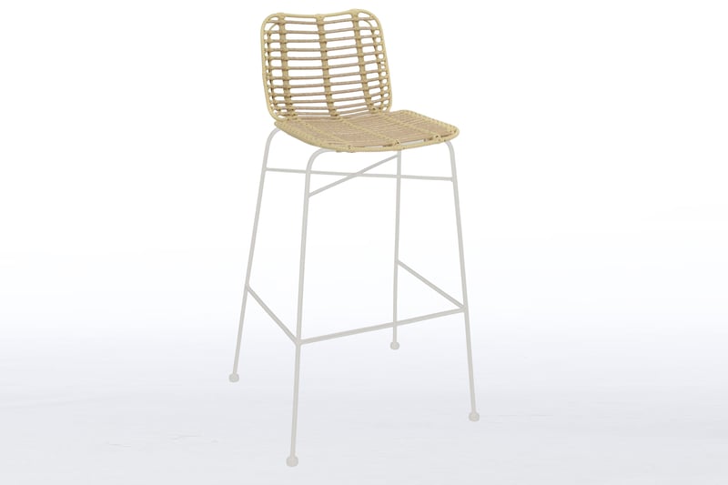 Der beige Hocker kann auch mit weißem Gestell bestellt werden