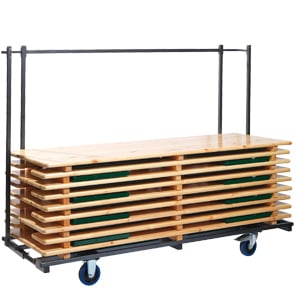 Mit Tischtransportrollwagen (bis 20 Tische) Mit Tischtransportrollwagen (bis 20 Tische)