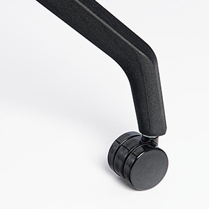 Schwarzes Gestell und Rollen